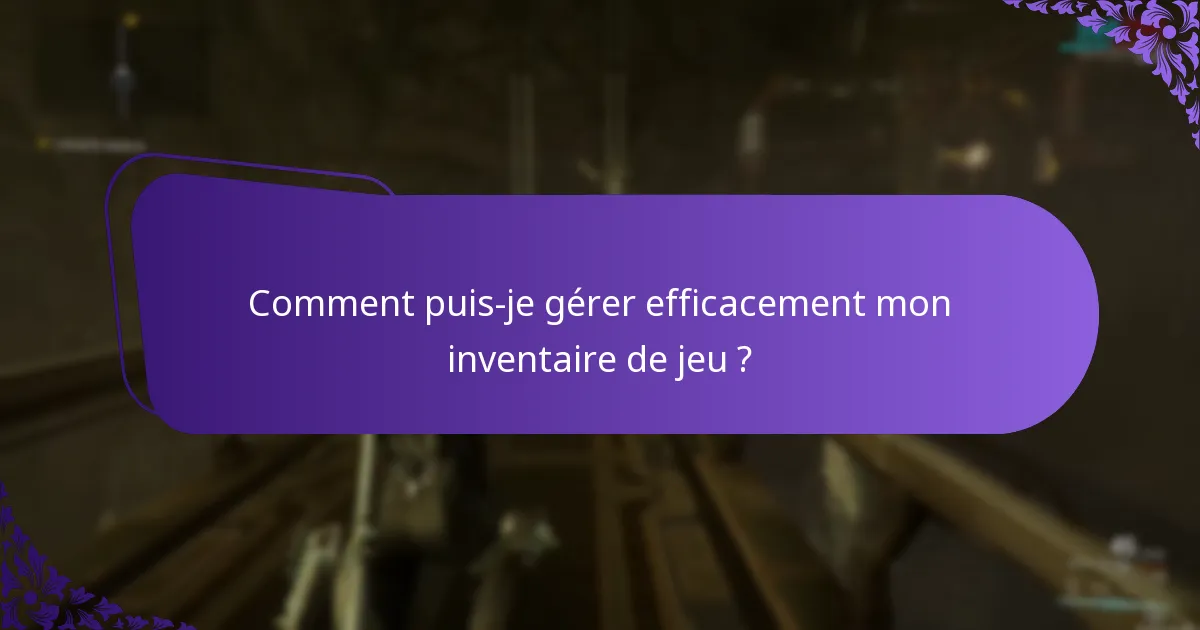 Comment puis-je gérer efficacement mon inventaire de jeu ?