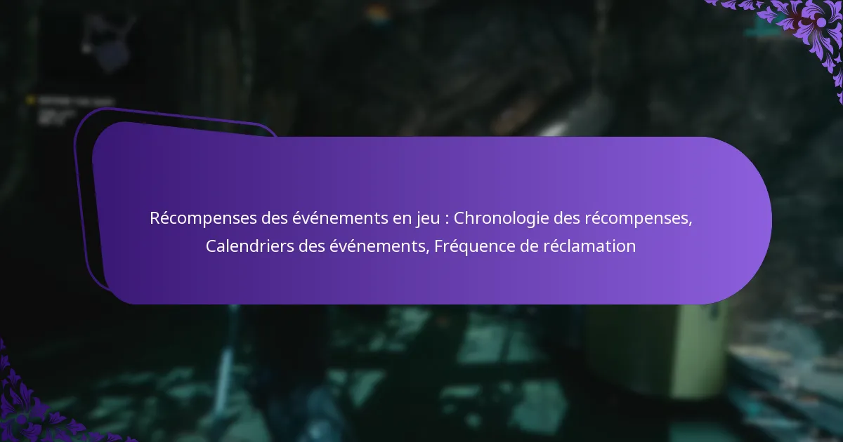 Récompenses des événements en jeu : Chronologie des récompenses, Calendriers des événements, Fréquence de réclamation