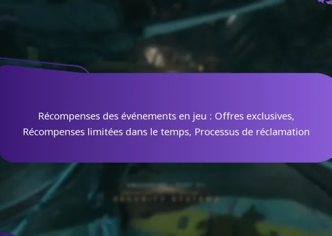 Récompenses des événements en jeu : Offres exclusives, Récompenses limitées dans le temps, Processus de réclamation
